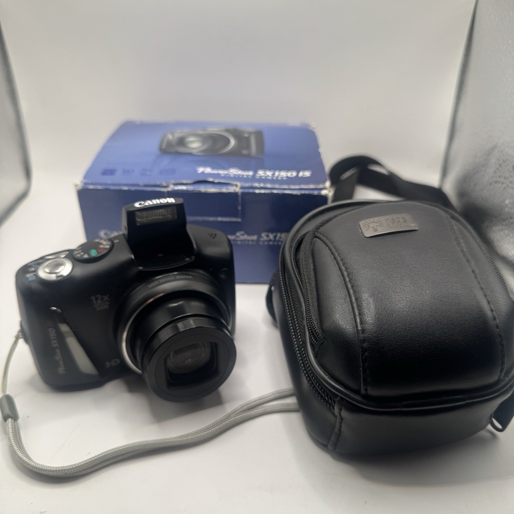 Canon PowerShot SX150 IS 14.1MP Digital Camera Black HD 12X Zoom W/ Case & 2GBSD